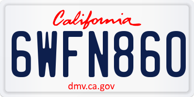 CA license plate 6WFN860