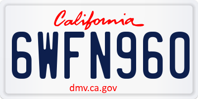CA license plate 6WFN960