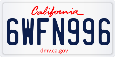 CA license plate 6WFN996