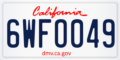 CA license plate 6WFO049