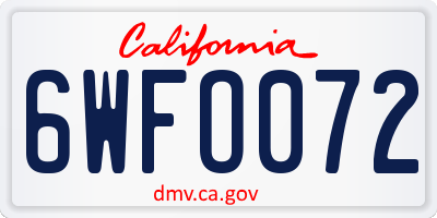 CA license plate 6WFO072