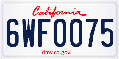 CA license plate 6WFO075