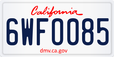 CA license plate 6WFO085