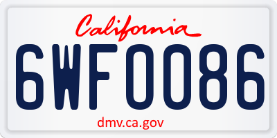 CA license plate 6WFO086