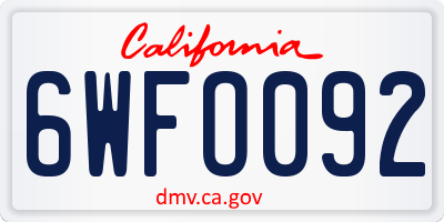 CA license plate 6WFO092