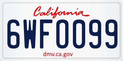 CA license plate 6WFO099