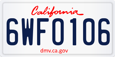 CA license plate 6WFO106