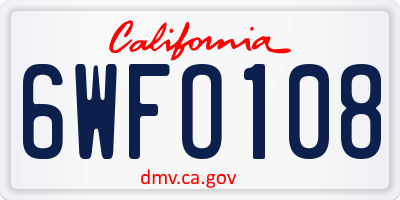 CA license plate 6WFO108