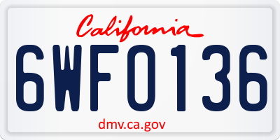CA license plate 6WFO136