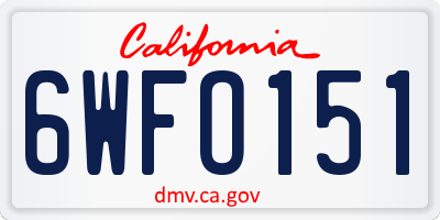 CA license plate 6WFO151