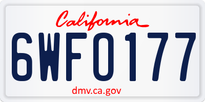 CA license plate 6WFO177