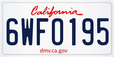 CA license plate 6WFO195