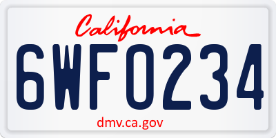 CA license plate 6WFO234