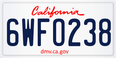 CA license plate 6WFO238
