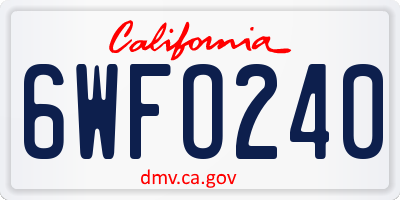 CA license plate 6WFO240