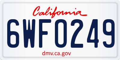 CA license plate 6WFO249
