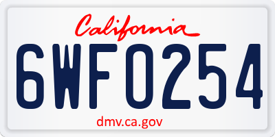 CA license plate 6WFO254