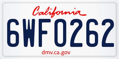CA license plate 6WFO262