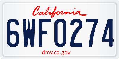 CA license plate 6WFO274