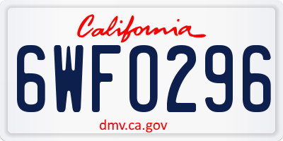 CA license plate 6WFO296