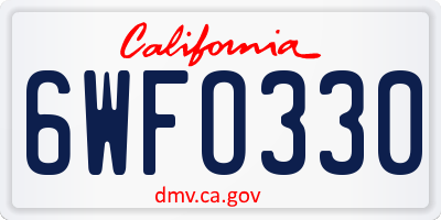 CA license plate 6WFO330