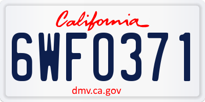 CA license plate 6WFO371