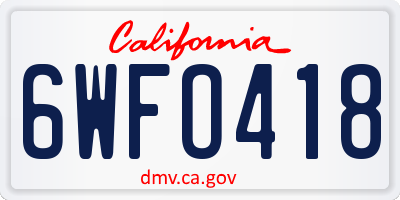 CA license plate 6WFO418