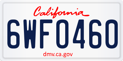 CA license plate 6WFO460