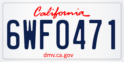 CA license plate 6WFO471