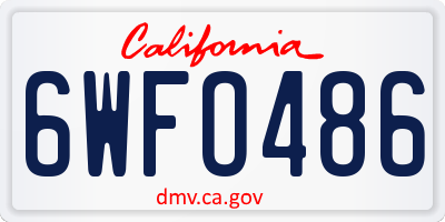 CA license plate 6WFO486