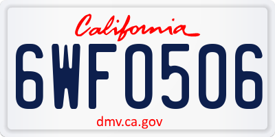 CA license plate 6WFO506
