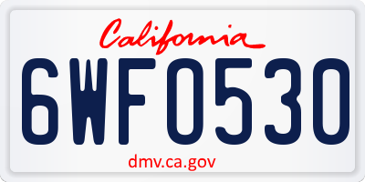 CA license plate 6WFO530