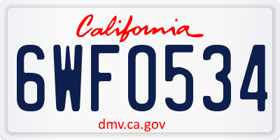 CA license plate 6WFO534