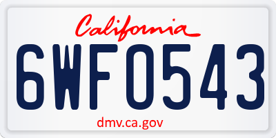 CA license plate 6WFO543