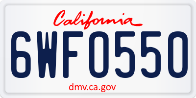 CA license plate 6WFO550