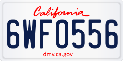 CA license plate 6WFO556