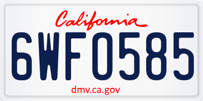 CA license plate 6WFO585