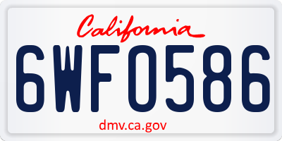 CA license plate 6WFO586