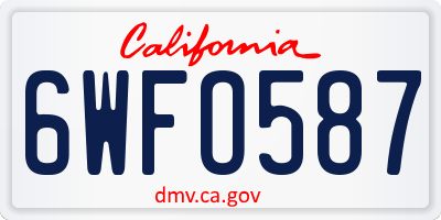 CA license plate 6WFO587