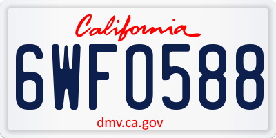 CA license plate 6WFO588