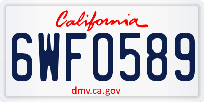 CA license plate 6WFO589