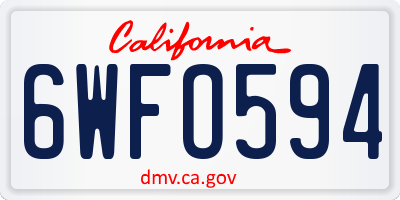CA license plate 6WFO594