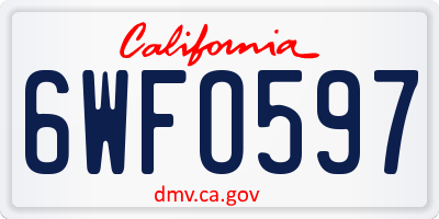 CA license plate 6WFO597