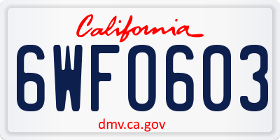 CA license plate 6WFO603