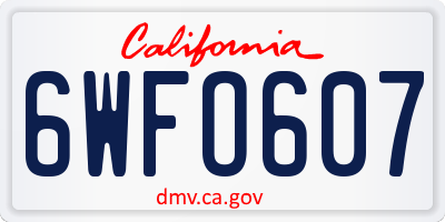 CA license plate 6WFO607