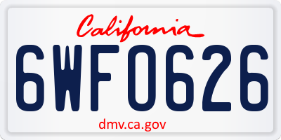 CA license plate 6WFO626