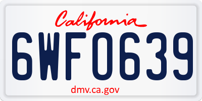 CA license plate 6WFO639