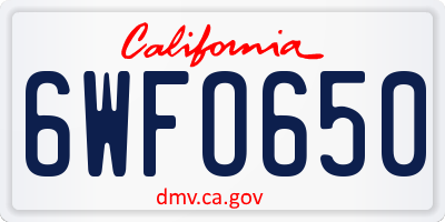 CA license plate 6WFO650
