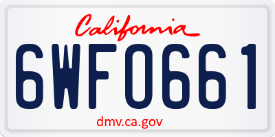 CA license plate 6WFO661