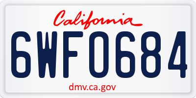 CA license plate 6WFO684